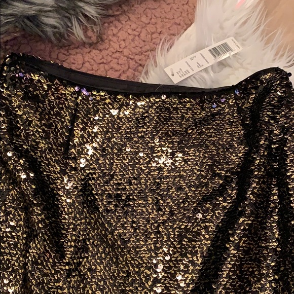 NWT Gianni Bini Sequin Skirt Black and Gold - Picture 4 of 6